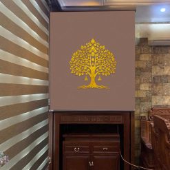 Mành rèm che ban thờ in hoa sen đẹp RCBT2501-04