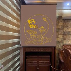 Rèm che bàn thờ gia tiên giá rẻ in họa tiết hoa sen RCBT2501-16