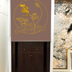 Rèm chắn che ban thờ in hoa sen đẹp RCBT2501-21