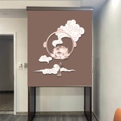 Mẫu Rèm che ban thờ in hoa sen đẹp RCBT-81
