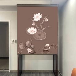 Rèm che ban thờ in hoa sen đẹp RCBT-70