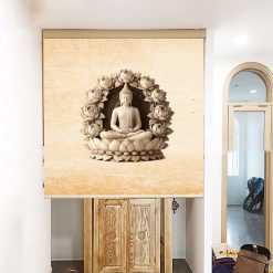 Rèm che ban thờ in hoa sen đẹp RCBT-14