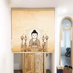 Rèm che ban thờ in hoa sen đẹp RCBT-20