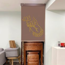 Rèm che ban thờ in hoa sen đẹp RCBT-27