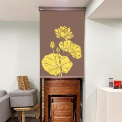 Rèm che bàn thờ chung cư in hoa sen đẹp RCBT-40