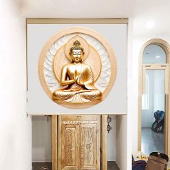 Rèm cuốn che bàn thờ giá rẻ in hoa sen đẹp RCBT-47
