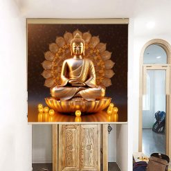 Rèm che bàn thờ đẹp in biểu tượng phật giáo RCBT-50
