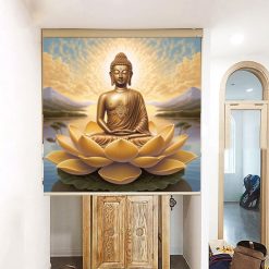 Rèm bàn thờ đẹp in biểu tượng phật giáo RCBT-51