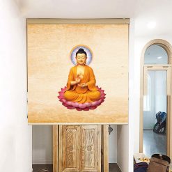 mành rèm che bàn thờ in hoa sen đẹp RCBT-06