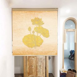 Mành che ban thờ hiện đại in hoa sen đẹp RCBT-09